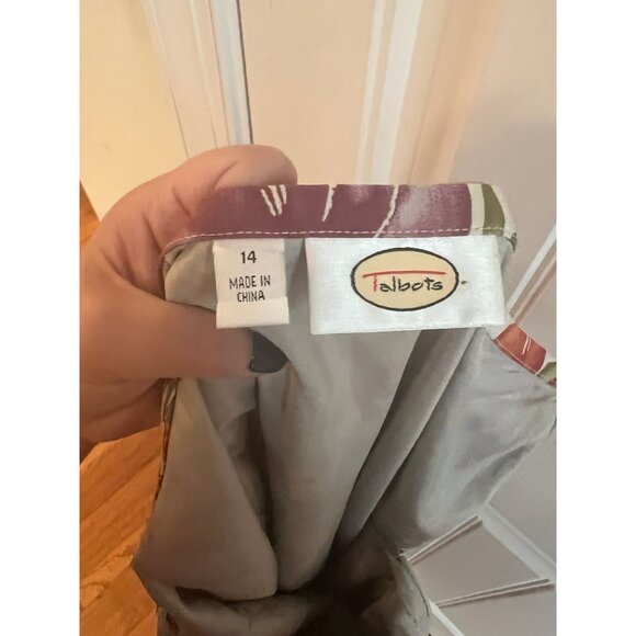 Vintage Talbots Silk Linen Blend Floral A-Line Midi Skirt Size 14 - Picture 4 of 4